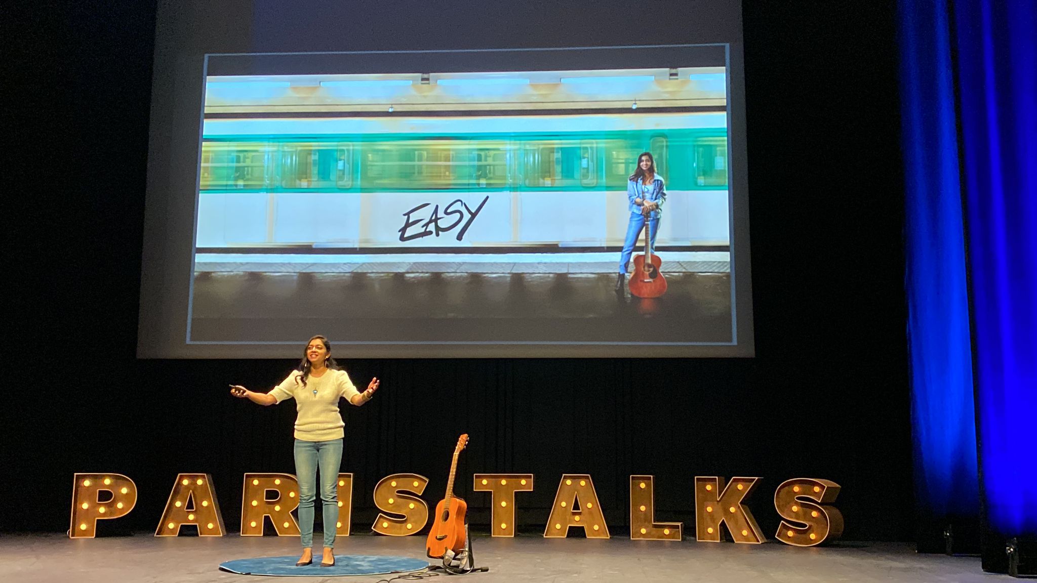 Sumana on stage at Paris Talks